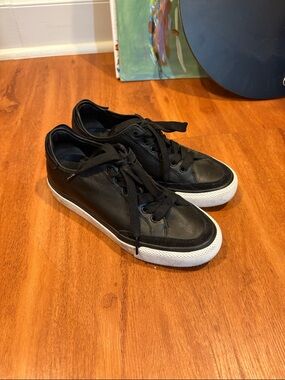 rag & bone Black Leather Low-Top Sneakers with White Sole